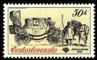 (1981-003) Марка Чехословакия "Почтовая карета 1800 г."    Музей почты 'Почтовые Транспортные Средст